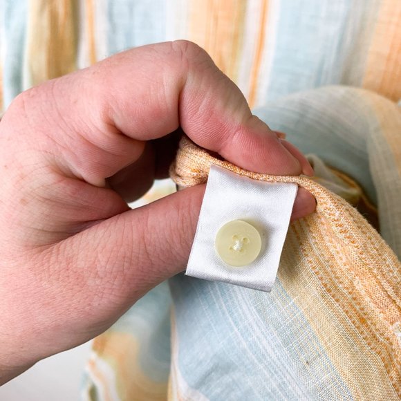 Tommy Bahama linen vertical striped orange blue button up L - Picture 8 of 8